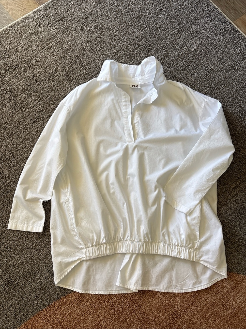 PLANET by Lauren G Size 1 White Cotton Asymmetrical Minimalist Tunic Pockets USA